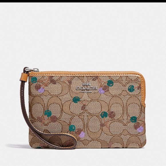 Coach Handbags - Wristlet In Signature Jacquard With Cherry Print